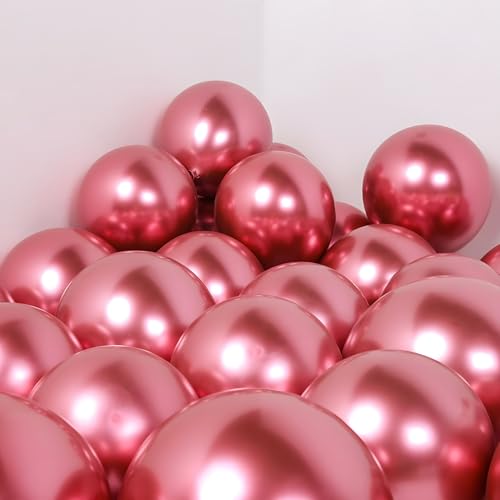 Juzfun Chrome Balloon for Birthday Decoration Kit Metallic Red 20 pcs Latex Glossy Finish Party Balloons for Wedding, Anniversary Celebration 10 Inch Helium & Air Supported - Image 1