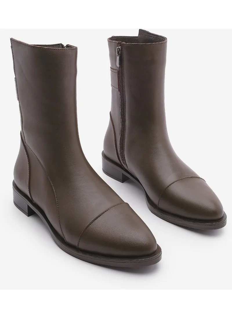 MARJIN Women's Leather Casual Boots Zipper Tekas