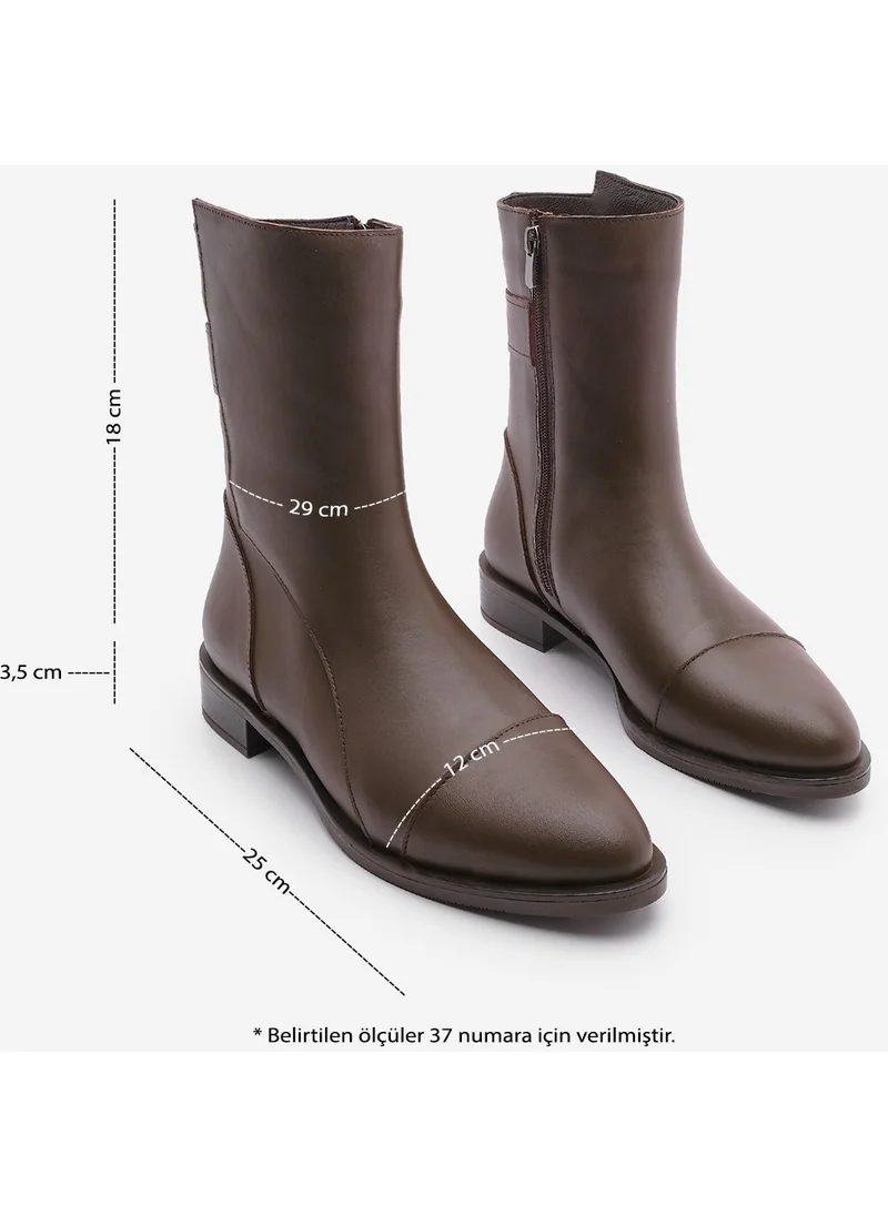 MARJIN Women's Leather Casual Boots Zipper Tekas
