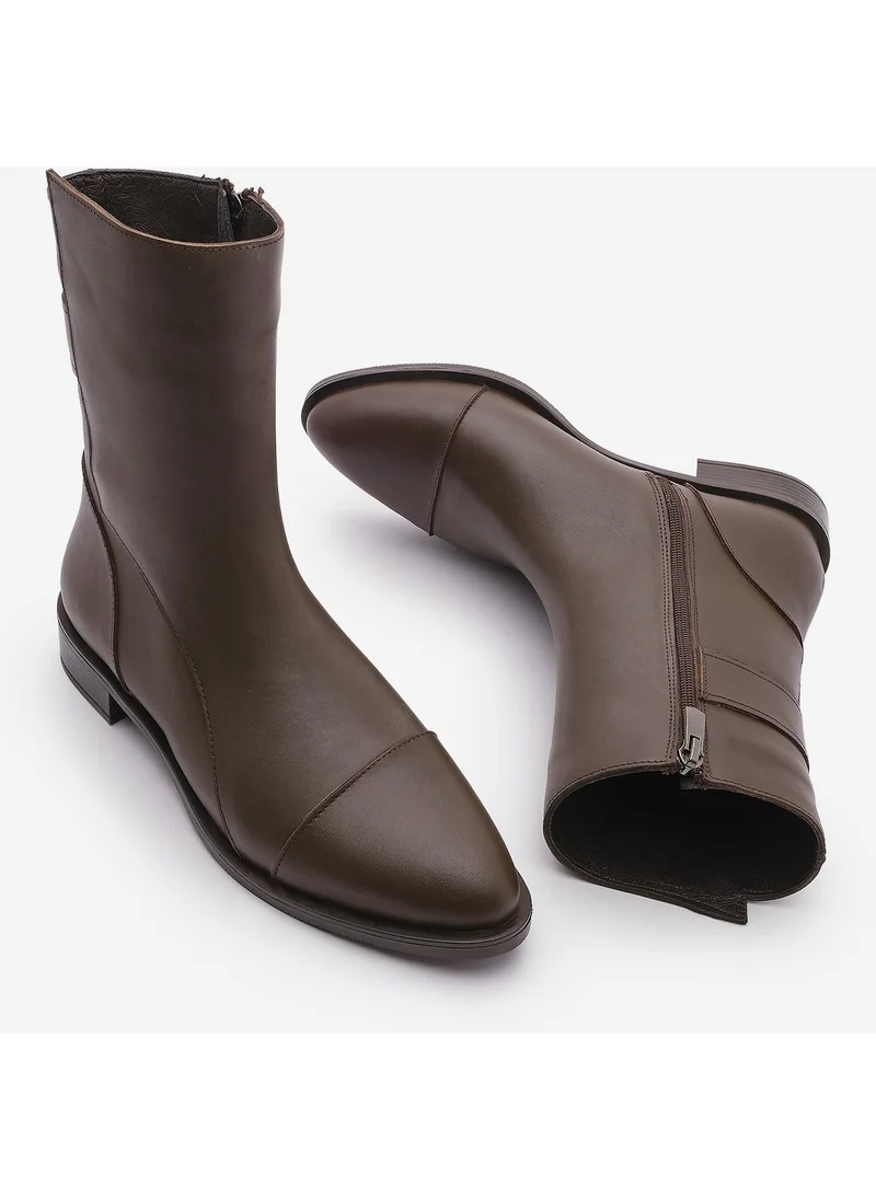 MARJIN Women's Leather Casual Boots Zipper Tekas