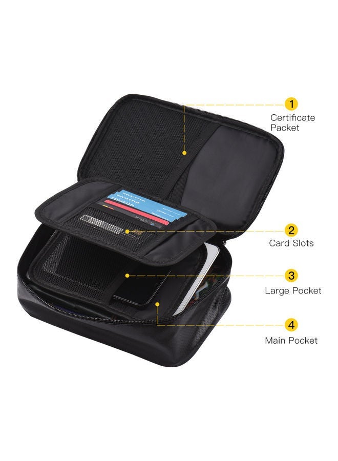 NIBEMINENT Fireproof File Document Bag with Multi-Layer Card Case Black  - Image 2
