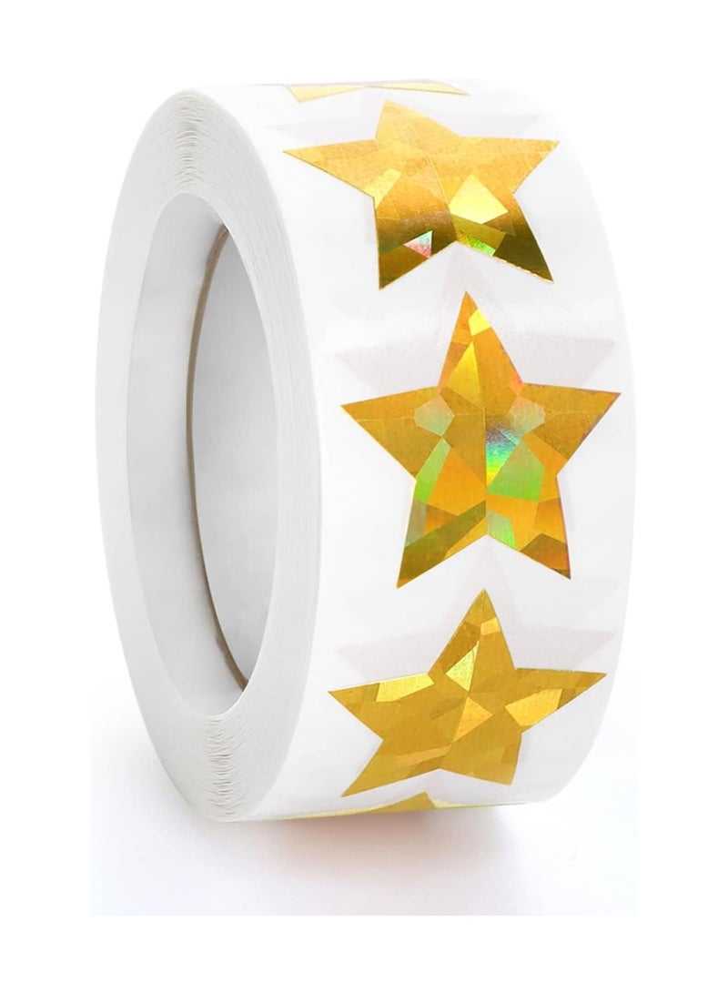 قوس قزح أورينبو 500 قطعة من ملصقات النجوم الذهبية المجسمة مقاس 1 بوصة/2.5 سم، ملصقات معدنية لامعة ذاتية اللصق، ملصقات نجوم لامعة، ملصقات مخطط سلوك المكافأة للأطفال والطلاب والمعلمين - Image 1