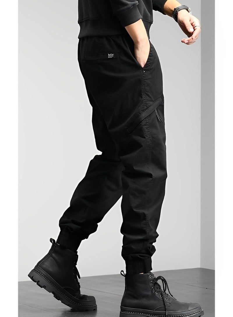 REOCLE Mens Casual Pants Multi-Pockets Cargo Pants Jogger Multi Pockets Outdoor Hiking Work Sweatpants Gym Drawstring Long Pants - Image 4