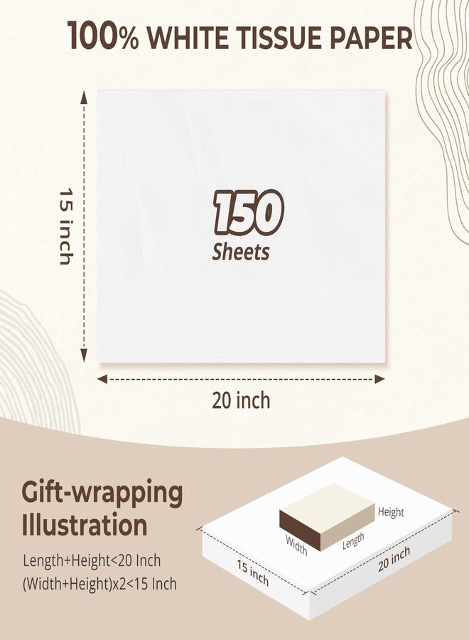Simetufy 150 Sheets White Tissue Paper, 15" x 20" Tissue Paper Bulk for Gift Wrapping Packing Supplies Weddings Birthday Holidays Art CraftsCrafts Decor - Image 2