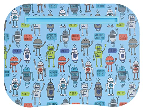 iscream 17.25" x 13.25" Laminate Top Microbead Filled Lap Desk with Tablet Channel - Robots Rule - Image 1