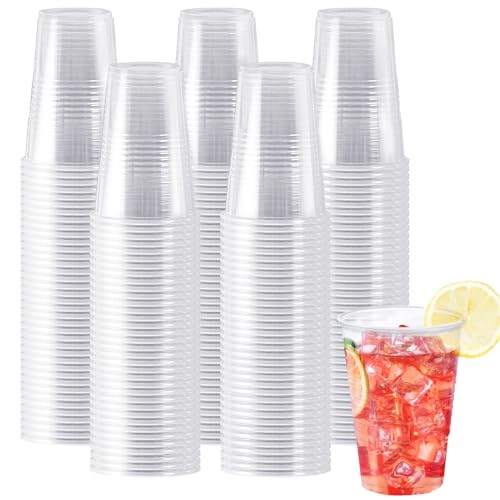 SIUQ 600 Pack 9 oz Plastic Cups, Clear Disposable Cups, Hot/Cold Party Drinking Cups, PP Clear Plastic Cups Bulk for Party, Picnic, BBQ, Wedding, Travel - Image 1