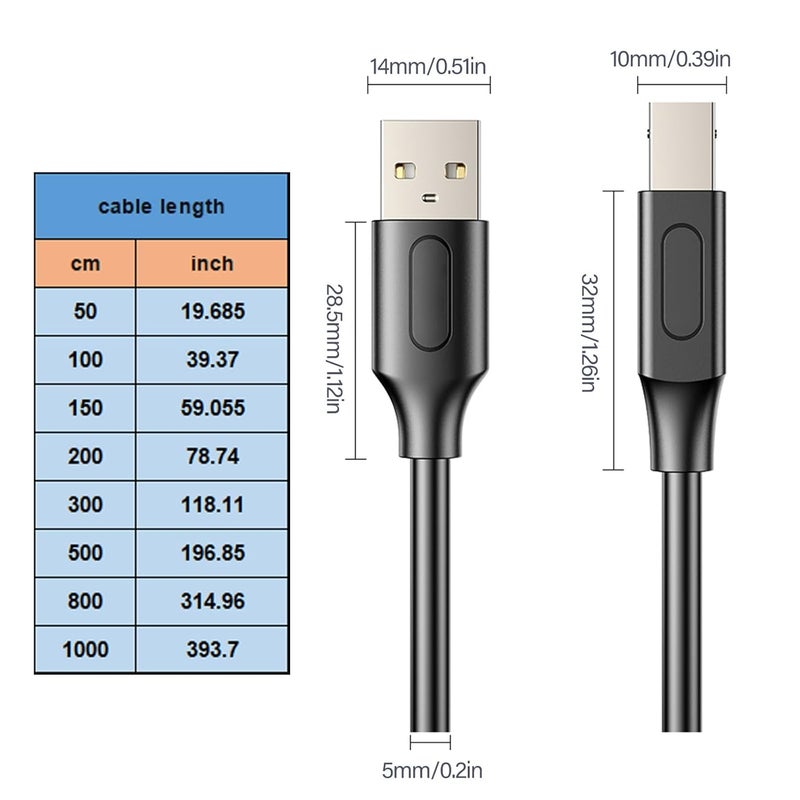 USB Printer Cable 2.0 to B Type B Male Scanner Cord for Printing Laptop Computer Musical Keyboard PVC Data - Image 4