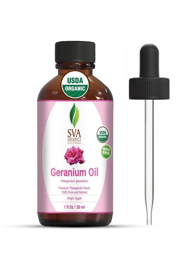 SVA Organics SVA Organics Egyptian Geranium Essential Oil Organic 1 Oz USDA Pure Natural Undiluted Steam Distilled Oil for Skin, Face, Body, Hair, Massage & Aromatherapy  - Image 1