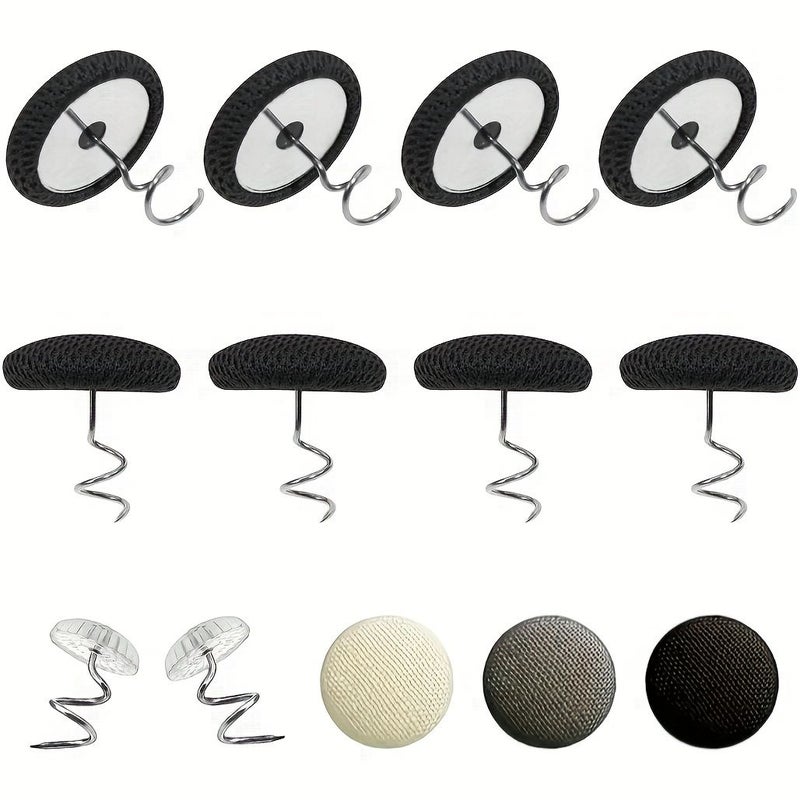 25 Pcs Black Covered Button Twist Pins for Bed Skirt Sofa Upholstery - Image 1