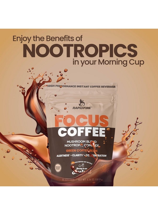 Rapid Fire Focus Coffee Mushroom Blend, Nootropic Complex Coffee, Supports Alertness and Clarity, (Lion’s Mane, Cordyceps, Turkey Tail) Green Coffee Bean Instant Coffee for Focus & Gut Health, 30 Servings - Image 5
