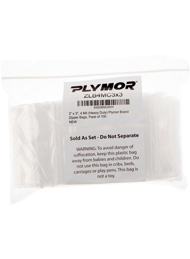 Plymor 3" x 3" (Pack of 100), 4 Mil Heavy Duty Zipper Reclosable Plastic Bags - Image 5
