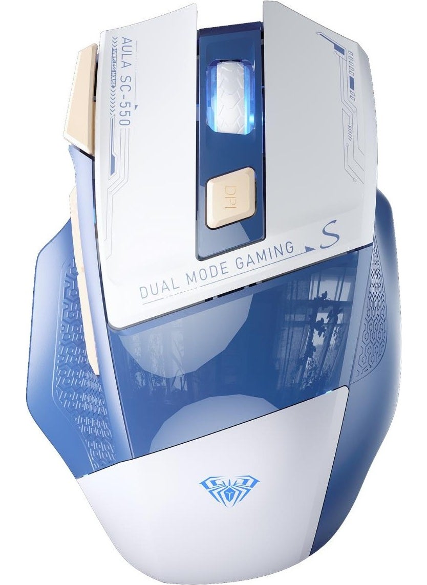 AULA - SC550 4800DPI 7-Key Macro 2.4GHz Wireless Optical RGB Gaming Mouse Blue - Image 1