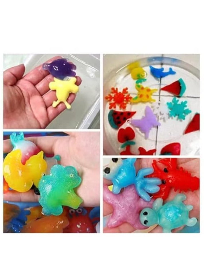 New 3D Magic Water Gel Plastic Glass Magic Water Toy Set with Molds Water Educational Toy for Kids DIY Sea Life Toys Multicolor First Choices (4 Colors) 9pcs - Image 2