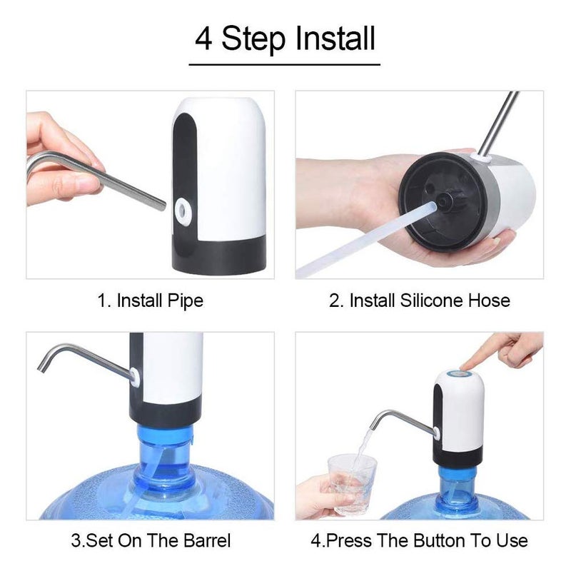 CHIVENIDO Water Pump for 5 Gallon Jug, CHIVENIDO Drinking Water Pump Water Jug Dispenser USB Charging Water Dispenser with Non Spill Caps for Universal 2-5 Gallon Bottle - Image 5