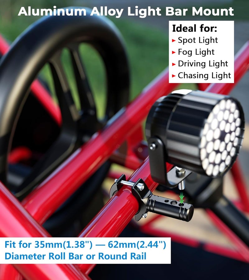 VAZESWIN 2 PCS Sturdy Aluminum Alloy Light Bar Mounting Brackets for 1.25"-2.36" Roll Bar - Image 4