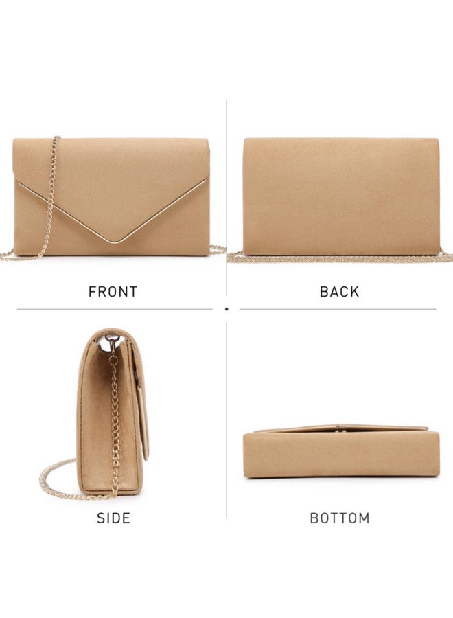 DASEIN Ladies' Velvet Evening Clutch Handbag Formal Party Clutch For Women With Chain Strap (Camel) - Image 3