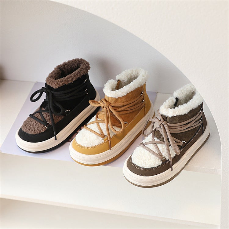 Winter Children'S Casual Mid-Top Ankle Boots Warm Cotton Shoes For Boys And Girls - Image 2