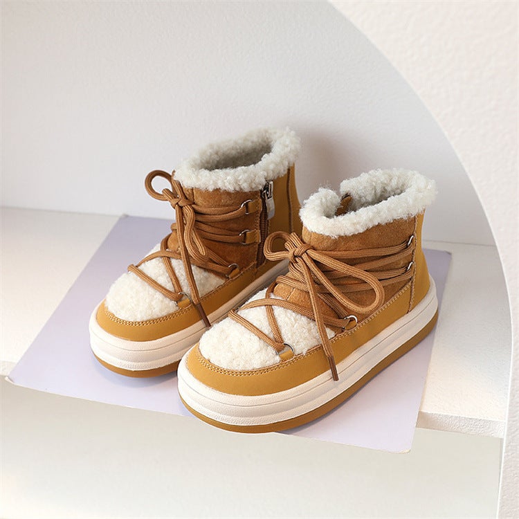 Winter Children'S Casual Mid-Top Ankle Boots Warm Cotton Shoes For Boys And Girls - Image 1