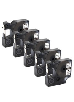SKY 5 قطع 9 مم × 7 متر شريط D1 أسود على أبيض متوافق مع طابعات الملصقات Dymo LM 160 A40913  - Image 1