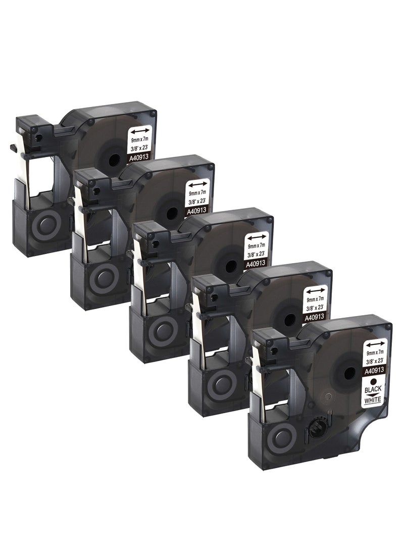 SKY 5-PCS  9mm x 7 meter  Black on White  Compatible D1  Tape A40913 for Dymo LM 160 Label Printers - Image 1
