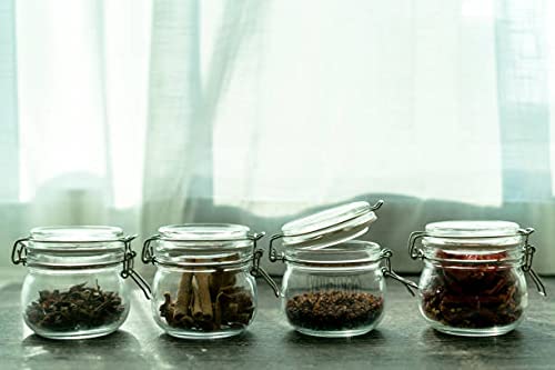 WRINGO 500ML Airtight Glass Canister with Lids Food Storage Jar squareStorage Container with Clear Preserving Seal Wire Clip Fastening for Kitchen Canning CerealSugarBeansSpice set of 4 - Image 5