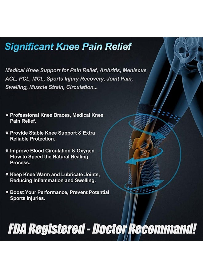 general 2 Pack Knee Braces for Knee Pain, Compression Knee Sleeves with Patella Gel Pad & Side Stabilizers, Knee Support for Meniscus Tear, Arthritis,Runner, Workout,L - Image 4