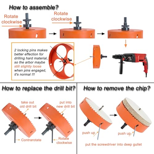 VIKITON 8 Inch Hole Saw with Arbor for Metal Wood Plastic, 8 in Bi-Metal Hole Cutter for Different Project with Smooth and Flat Drilling Edge, Fast Chip Removal，Lighter and Portable - Image 5