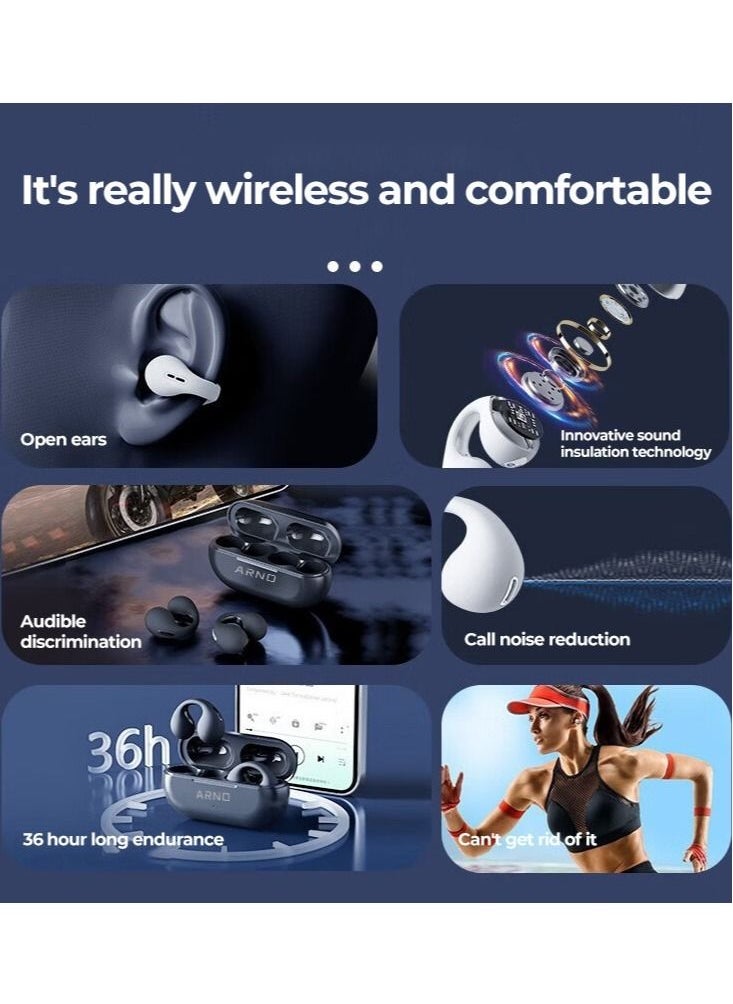 ARNO - Sound Earcuffs Upgrade Plus Earring Wireless Bluetooth Earphones TWS Ear Hook Headset Sport Earbuds -Black - Image 1