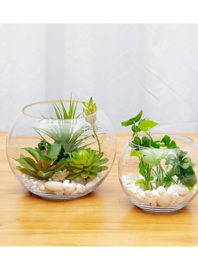 𝗬𝗜𝗡𝗭𝗨𝗢 Round Glass Vase Clear Glass Fish Bowl Vase  Round Bubble Bowl for Flowers, Centerpieces, Terrariums & Home Decor Weddings, Events, Office & Table Displays