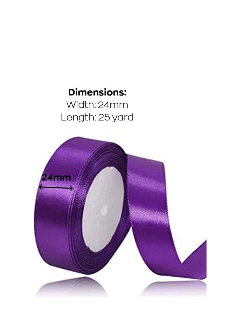 MARKQ شريط ساتان أرجواني، 24 مم × 25 ياردة من القماش، شريط بوليستر لتغليف الهدايا، هدايا الحفلات، ديكورات الزفاف، صنع الأقواس، الباقات، مشاريع الخياطة ولوازم الحرف اليدوية - Image 2