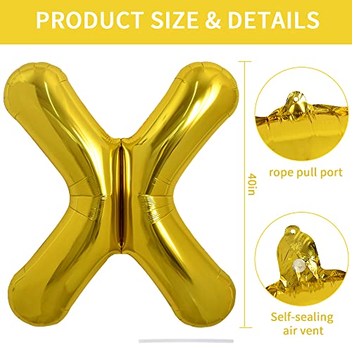 TONIFUL 40 Inch Large Gold Letter X Balloons Helium Filled Foil Mylar Big Balloons for 2026 New Year Eve Graduation Wedding Baby Shower Birthday Party Anniversary Decorations - Image 5