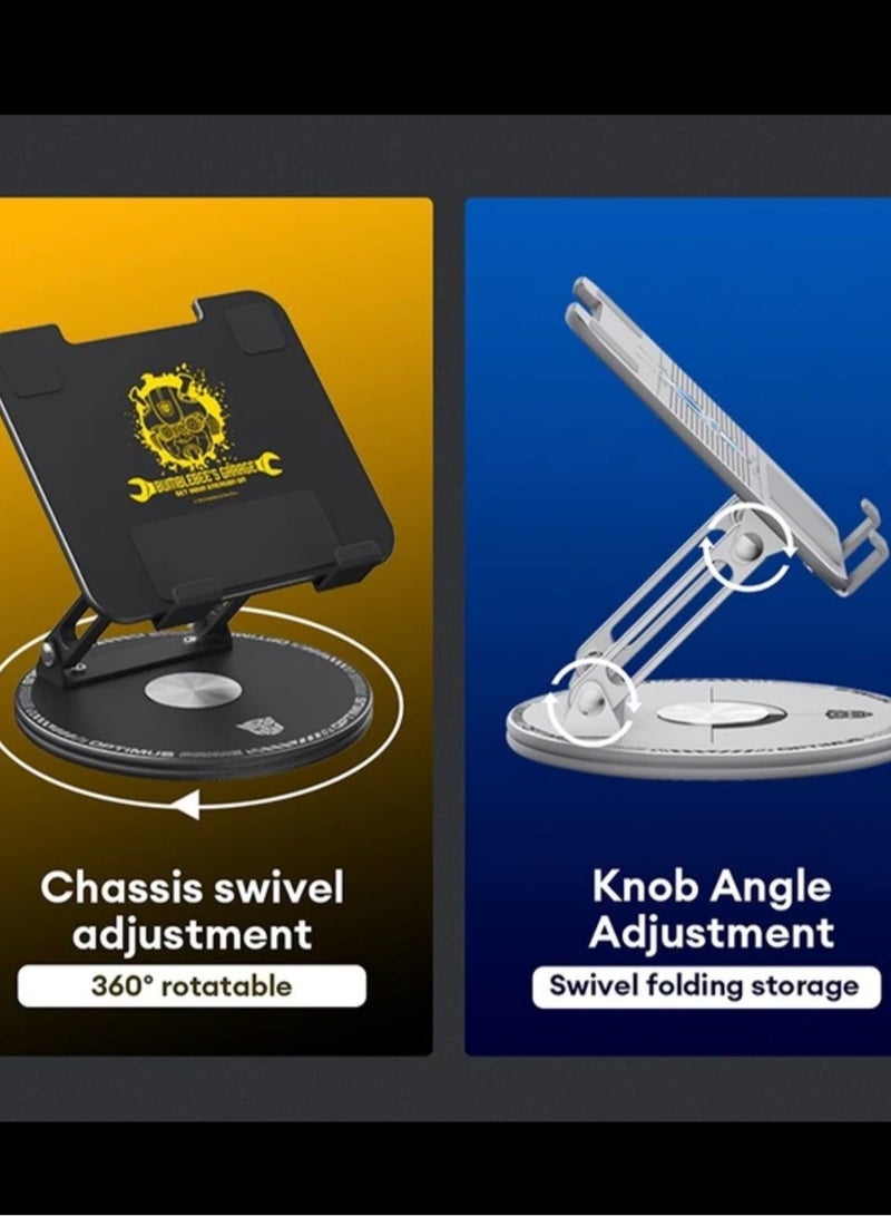 TRANSFORMERS Tablet Stand With 360-degree Rotating And Foldable, Stand For Desk For All Tablets, Stable Metal ipad Stand, Black - Image 2