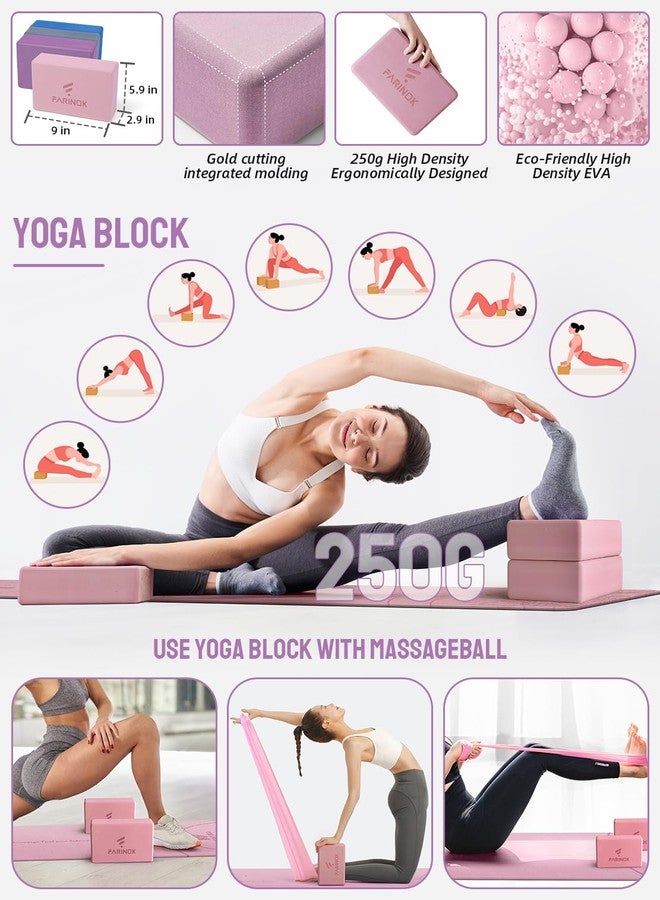 FARINOK 1/3 Yoga Mat Thick, Yoga Set for Beginners Include High Density Mat with Multi-loops Strap, Blocks, Booty Resistance Band Set, Door Anchor, Carring Bag & Strap (LIGHT BLUE, 8MM) - Image 4