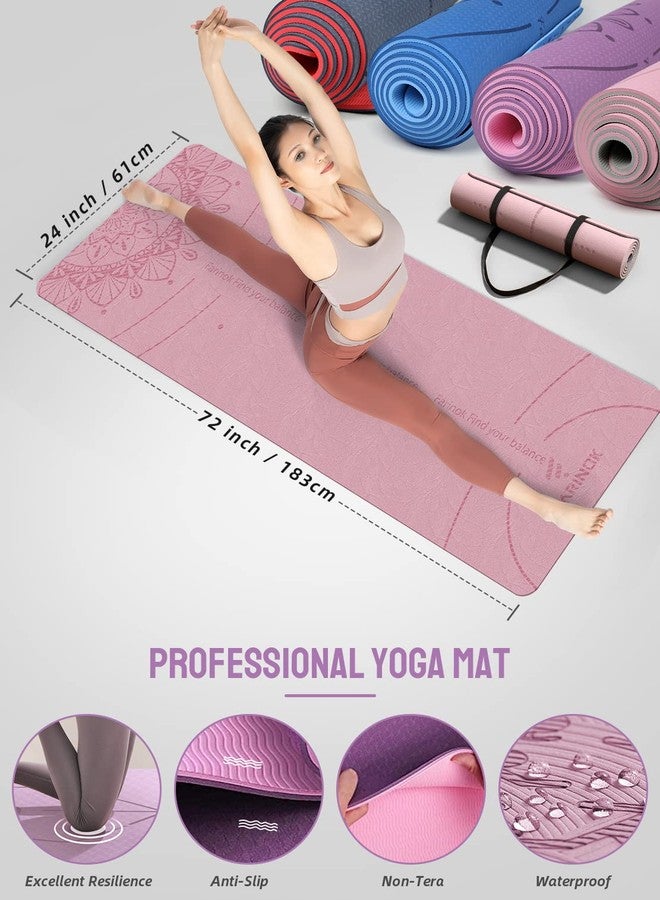 FARINOK 1/3 Yoga Mat Thick, Yoga Set for Beginners Include High Density Mat with Multi-loops Strap, Blocks, Booty Resistance Band Set, Door Anchor, Carring Bag & Strap (LIGHT BLUE, 8MM) - Image 3