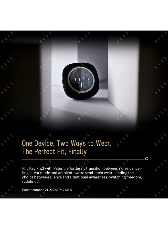 فيل سماعات أذن لاسلكية FIIL Key Pro2 - صوت عالي الدقة (LDAC) TWS، وإلغاء ضوضاء نشطة عميقة ذكية 55 ديسيبل (ANC)، وقابلة للتحويل داخل الأذن/ملائمة شبه مفتوحة، وبلوتوث 6.0، ومدة تشغيل 35 ساعة، واتصال متعدد النقاط - Image 5