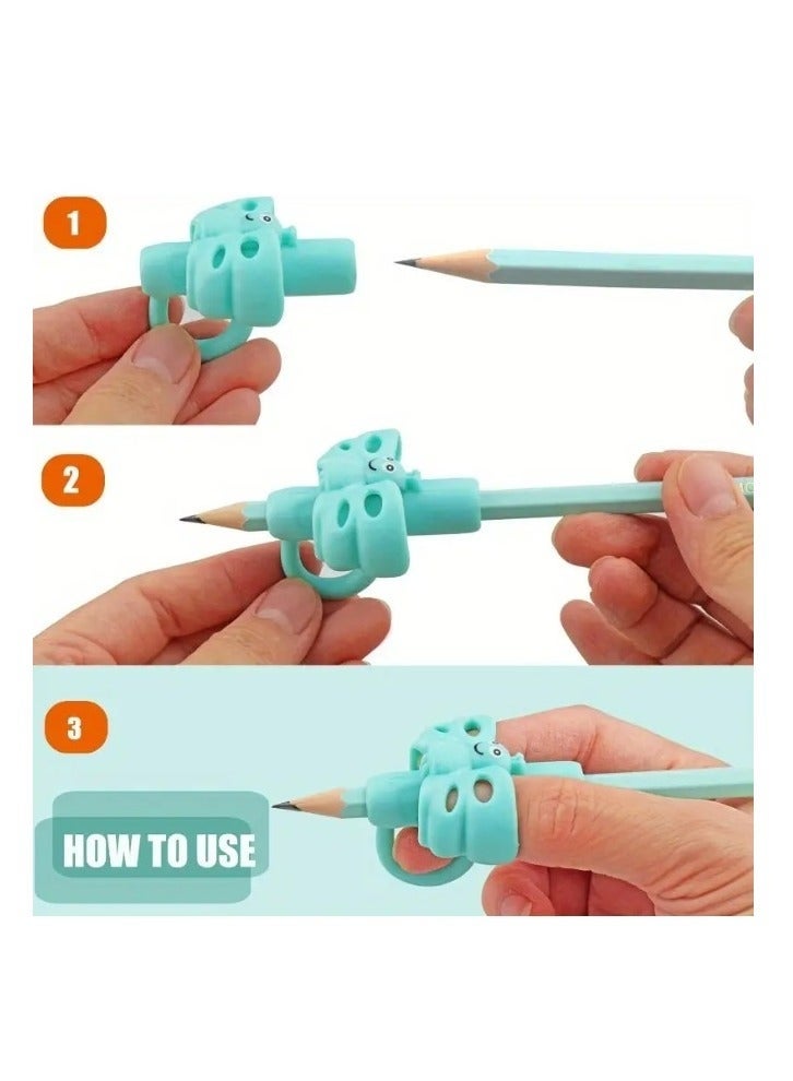 حامل أقلام - 7 قطع من مقابض التدريب، أجهزة مبتكرة للمساعدة على الكتابة، أكمام أصابع للكتابة، أجهزة تصحيح وضعية الكتابة، مخصصة للبالغين والطلاب الذين يستخدمون اليد اليمنى واليسرى. - Image 5