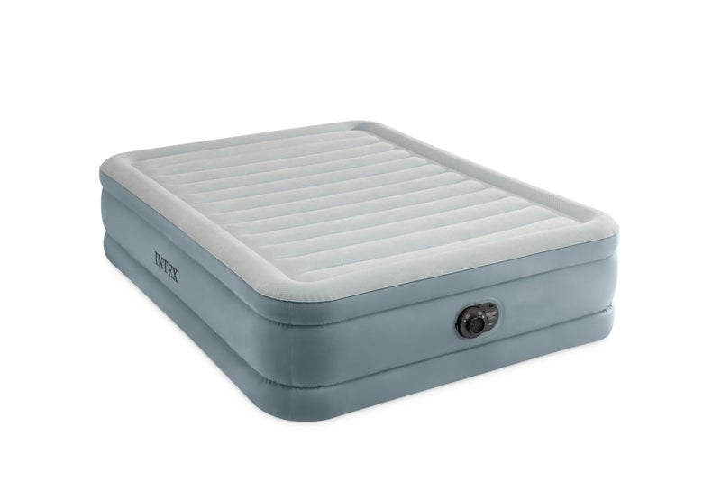 Intex 64823ED 18in Queen Dura-Beam Premium Comfort Inflatable Air Mattress with Built in Pump for Travel and Camping, 600lb Weight Capacity - Image 1