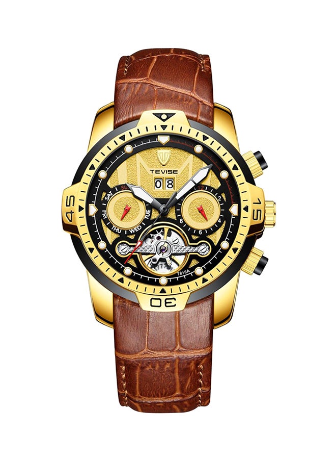 تيفيز ساعة يد كرونوغراف بسوار من الجلد طراز T816GBr للرجال