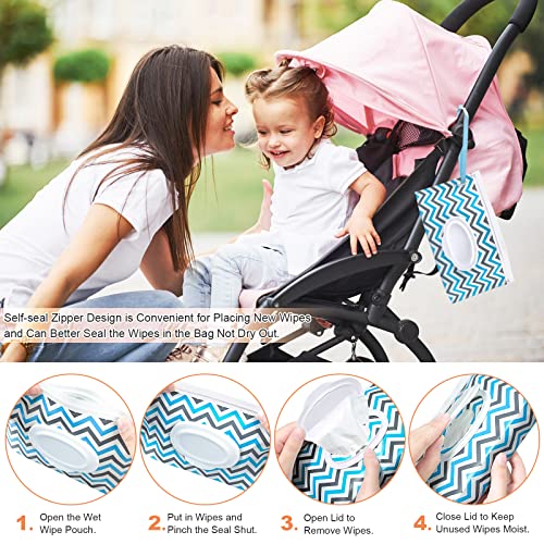KALYLOC 8Pcs Baby Wipes Dispenser, Reusable Baby Wipe Holder Box and Portable Wet Wipes Pouch, Refillable Wipes Pouch Case Container with Lid for Bathroom Baby Nursery Kitchen Office Travel (Grey+Orange) - Image 5