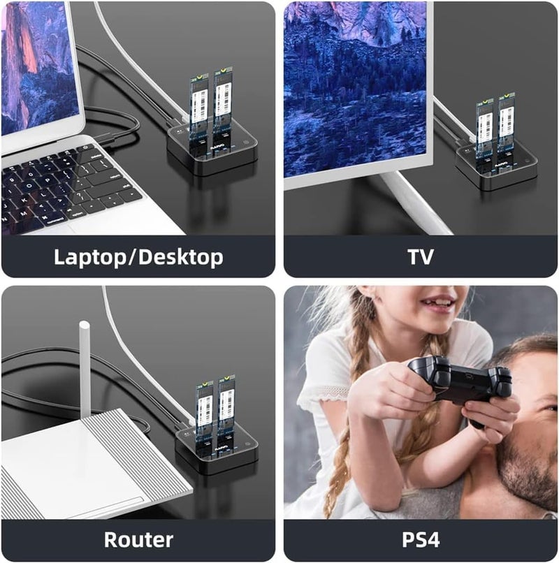 M.2 SATA Cloner Duplicator Dual-Bay Docking Station, SSD Offline Clone Copy Function, USB 3.1 Type-C High-Speed Transfer, Tool-Free Installation, for B+M Key M.2 SSDs - H016S+ - Image 5