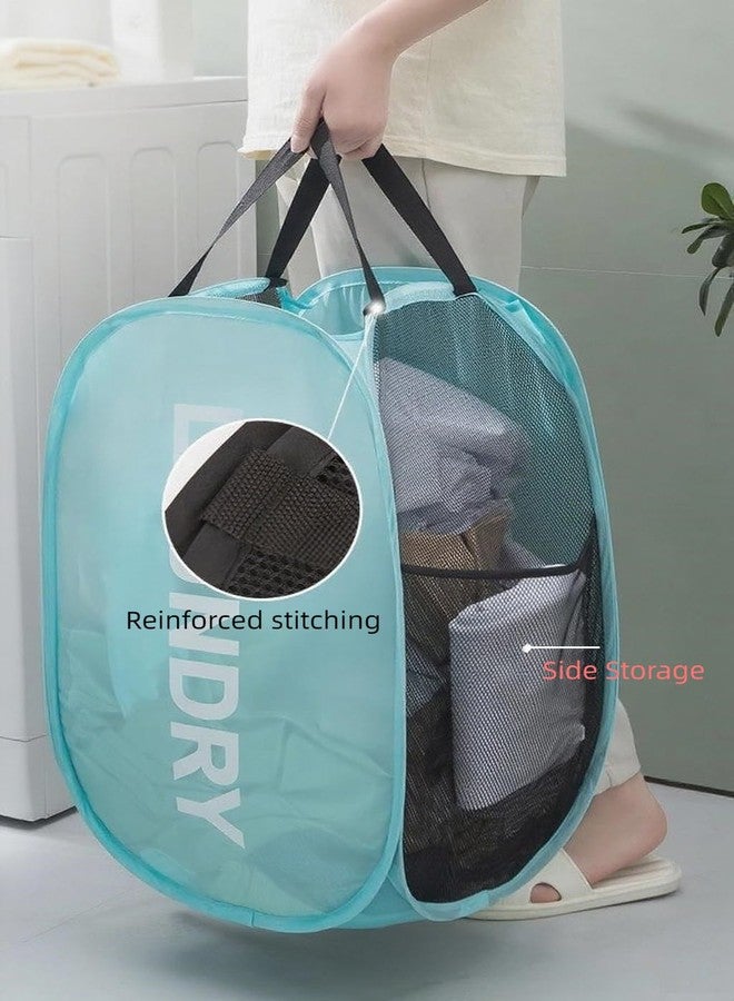 ZENSEWEN 2Pack Mesh Pop Up Laundry Hamper, Two Sided Hamper Foldable Collapsible Portable Clothes Basket with Side Pocket for Home, Dorm, Nursery, Laundry Room, Travel, Cruise - Image 3