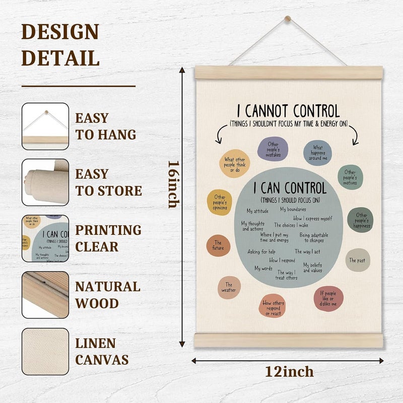 DOILANEE Mental Health Posters Hanger Frame, Things I Can Control Poster 16x12 Inch, Therapy Office Decor, Inspirational Wall Art for Homeschool Counseling Office, Calm Down Corner Wall Decor - Image 2