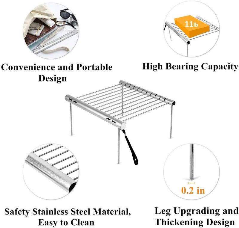 إسكدنيا Mini Barbecue Grill Folding Portable Campfire BBQ Grill Rack Detachable Grill for Outdoor Activities Camping Fishing Cooking Hiking Picnic Garden Terrace Party Grill Rack - Image 2