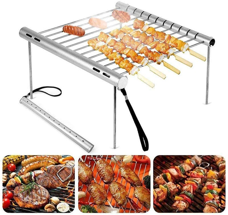 إسكدنيا Mini Barbecue Grill Folding Portable Campfire BBQ Grill Rack Detachable Grill for Outdoor Activities Camping Fishing Cooking Hiking Picnic Garden Terrace Party Grill Rack - Image 1