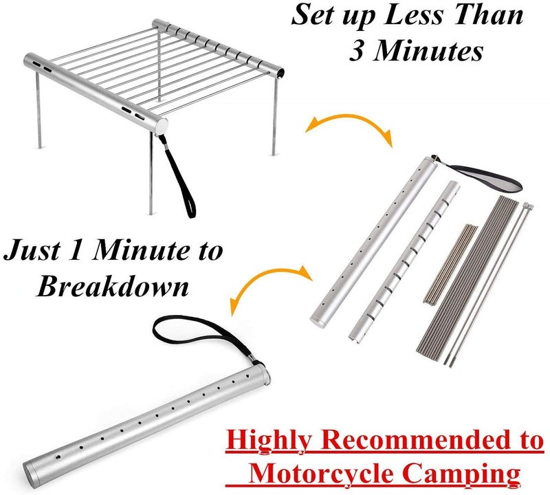 إسكدنيا Mini Barbecue Grill Folding Portable Campfire BBQ Grill Rack Detachable Grill for Outdoor Activities Camping Fishing Cooking Hiking Picnic Garden Terrace Party Grill Rack - Image 4