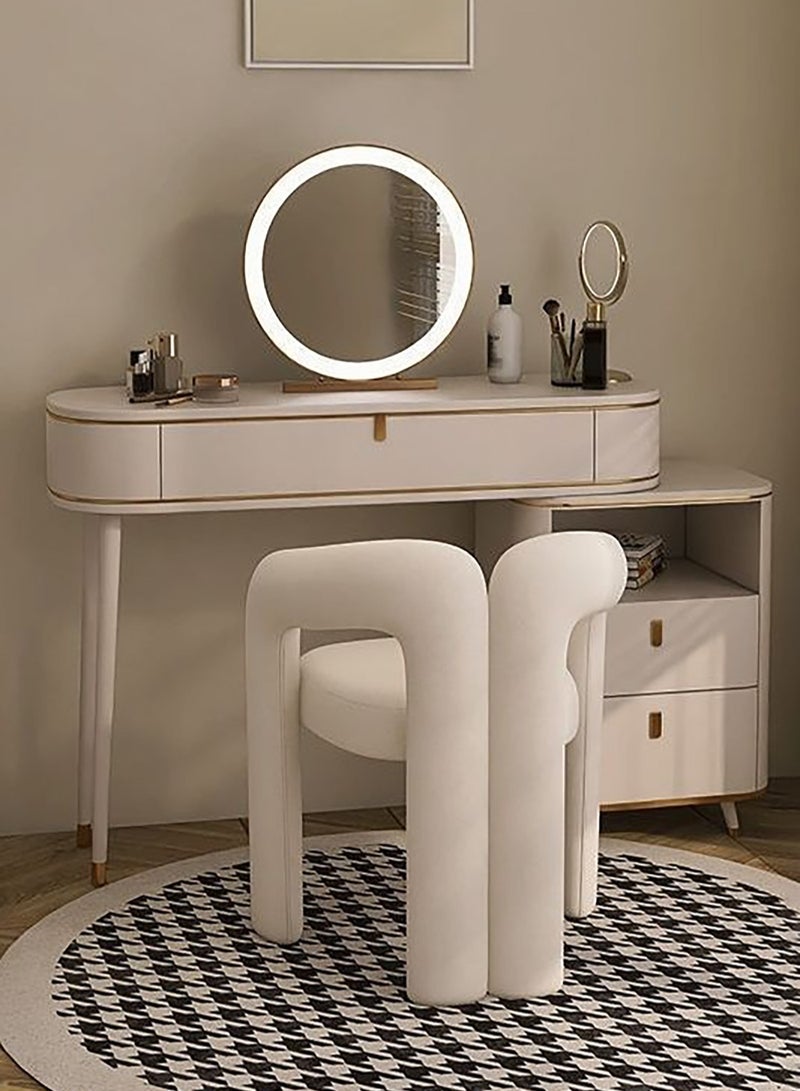 Merry Moments Bold Chair Makeup Seat Dressing Stool Footrest Ladies Stool Girl Chairs Lounge Chair for Bedroom Living Dining Retail Metal Structure Polyurethane Foam Textile Beige Colour Cover H78xW45xL60 cm  - Image 3