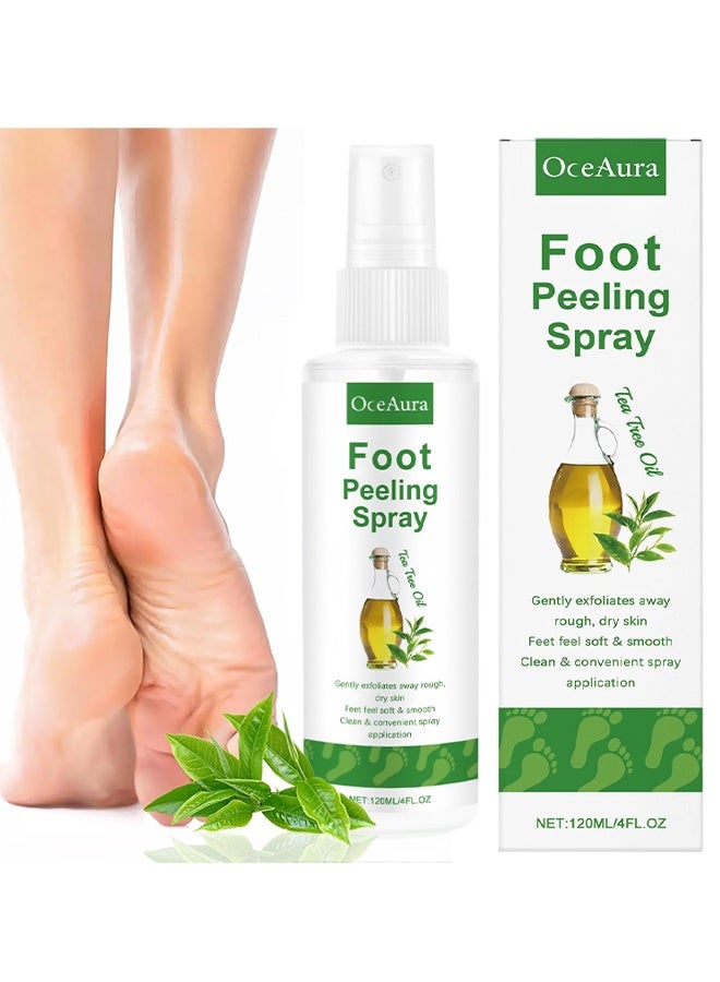 OceAura Foot Peeling Spray, Tea Tree Foot Exfoliator Spray, Vegan Botanicals, Moisturizing & Smooth Feet Skin, Gently Exfoliates Away Rough, Dry Skin, 120ml - Image 1