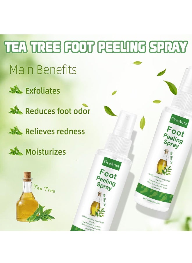 OceAura Foot Peeling Spray, Tea Tree Foot Exfoliator Spray, Vegan Botanicals, Moisturizing & Smooth Feet Skin, Gently Exfoliates Away Rough, Dry Skin, 120ml - Image 2