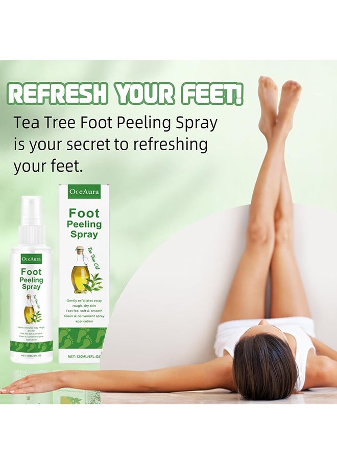 OceAura Foot Peeling Spray, Tea Tree Foot Exfoliator Spray, Vegan Botanicals, Moisturizing & Smooth Feet Skin, Gently Exfoliates Away Rough, Dry Skin, 120ml - Image 3