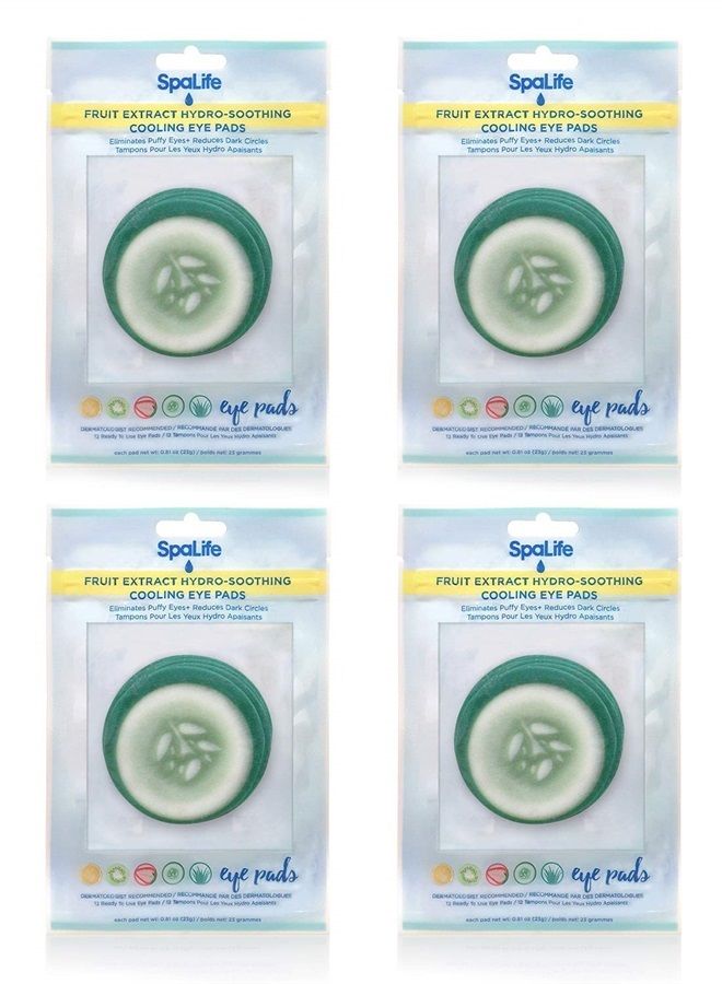 SpaLife Korean Soothing Spa Cooling Eye Pads - 48 Pads - With Fruit + Vegetable Extracts - Depuff Eyes + Reduce Dark Circles (Cucumber) - Image 1